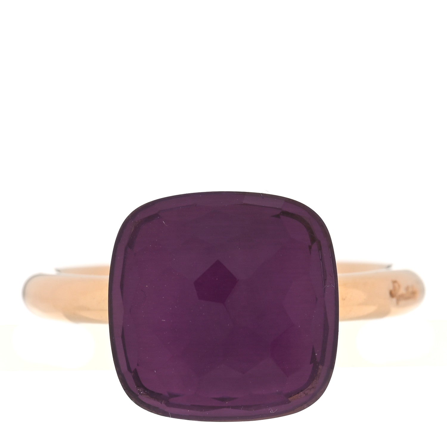 Pomellato 18K Rose Gold Amethyst Classic Nudo Ring 52 6 1 of 5