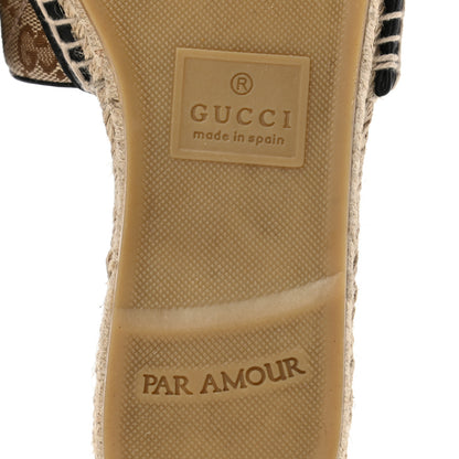 Gucci Monogram Matelasse GG Marmont Espadrille 20mm Slide Sandals 38 Beige Ebony Black 7 of 11