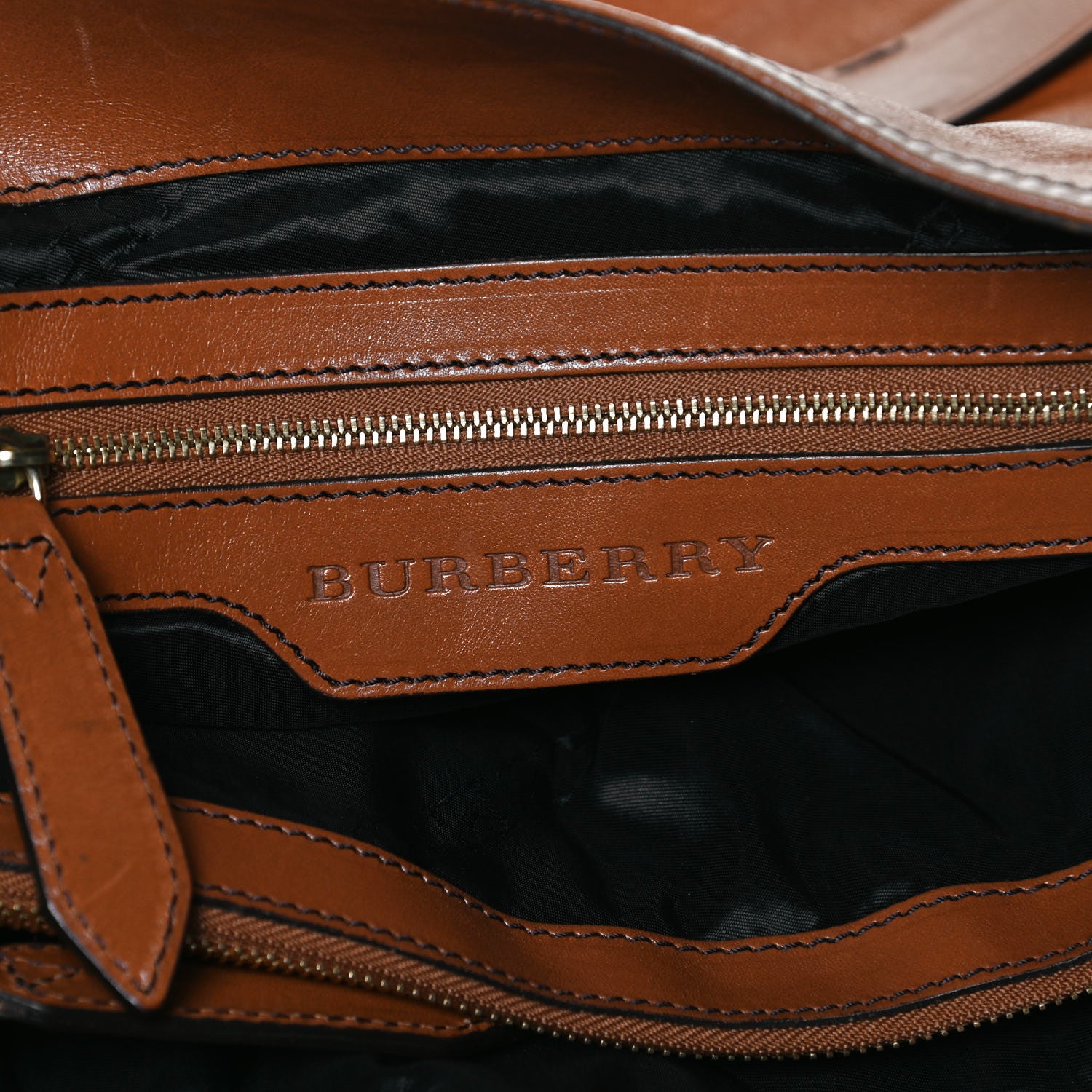 Burberry Soft Lambskin Bridle Calfskin Medium Gosford Hobo Tan 5 of 16