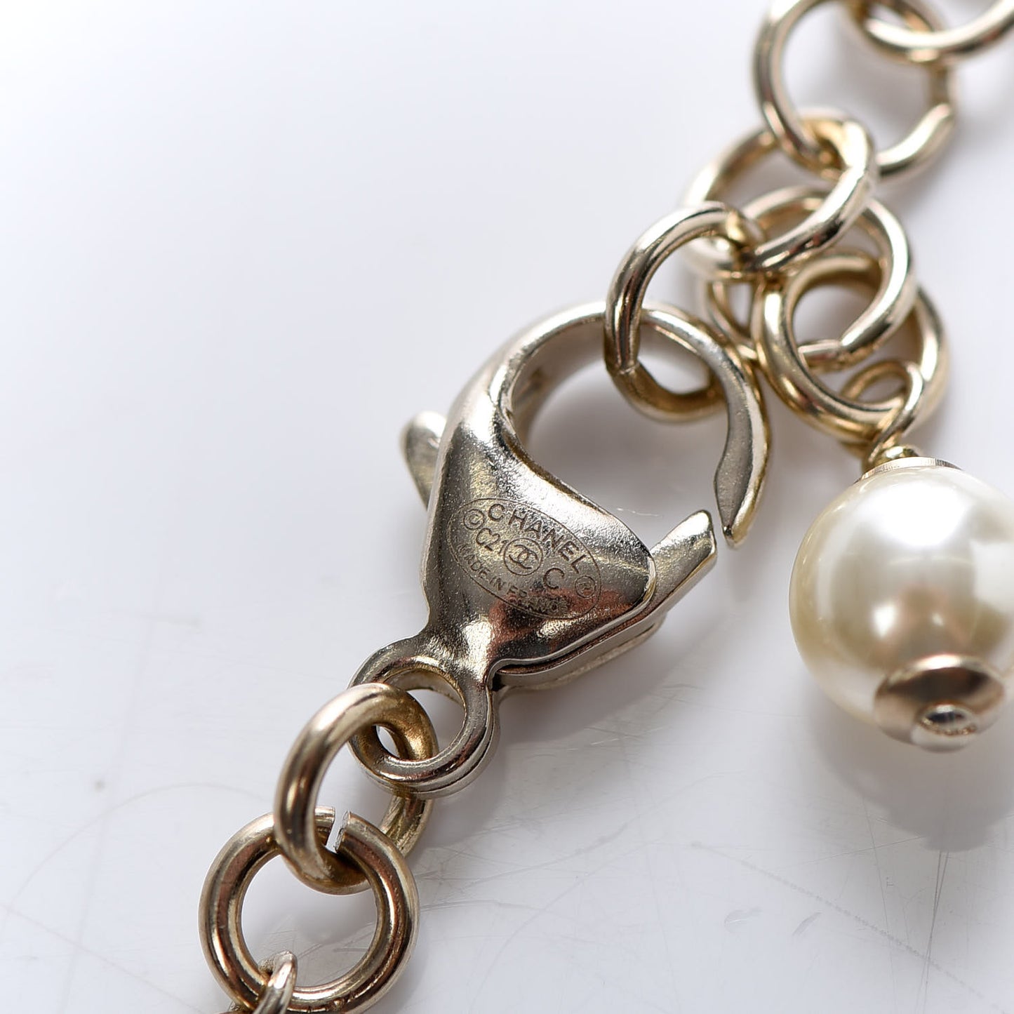 Pearl Crystal CC Bracelet Gold