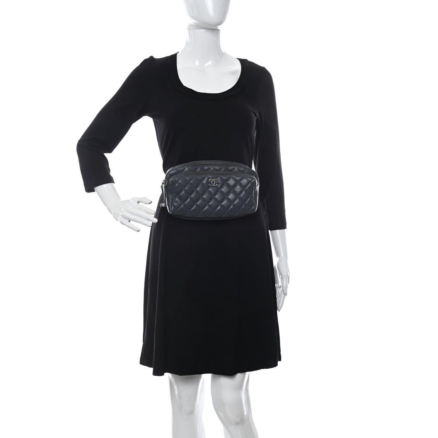 Chanel Calfskin Quilted Waist Bag Dark Grey 2 of 12