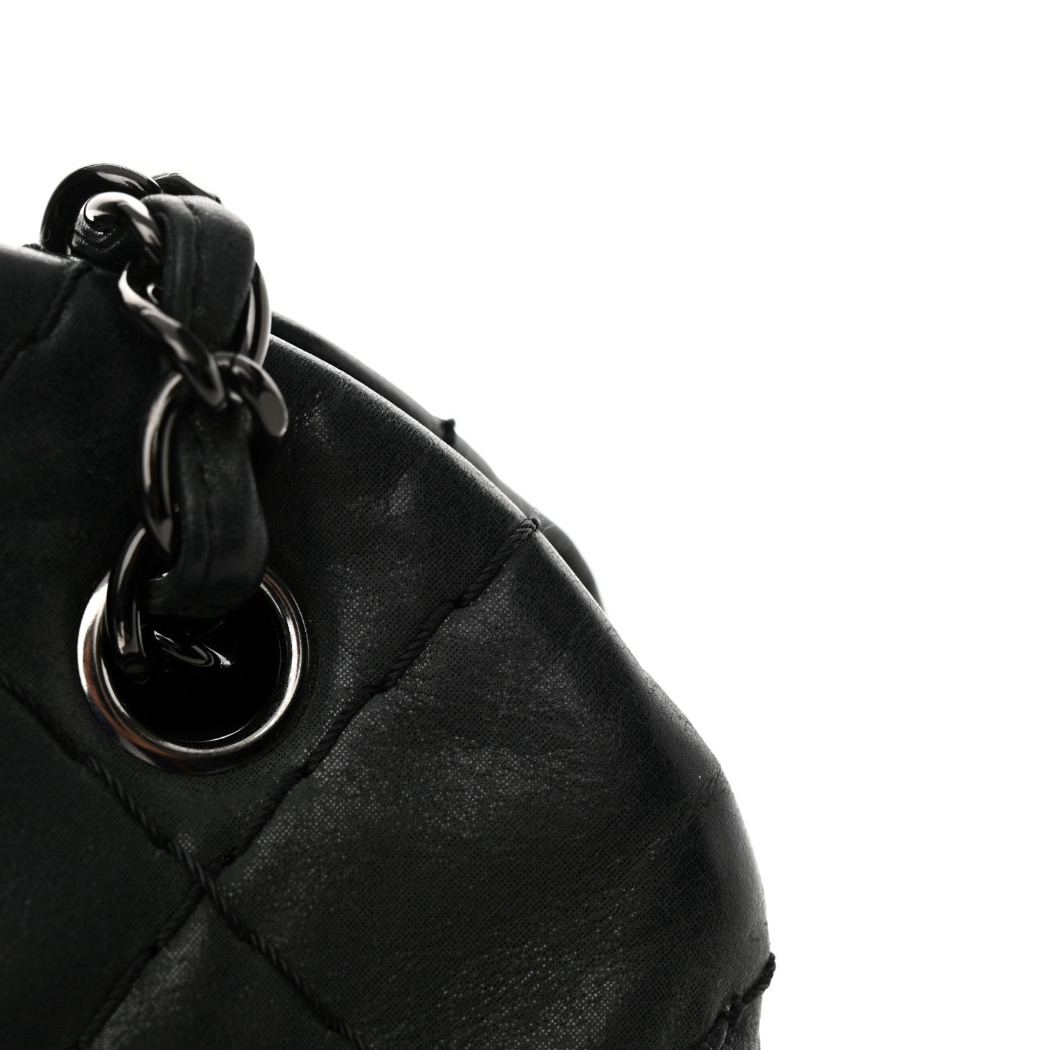 Chanel Iridescent Calfskin Stitched Just Mademoiselle Bowling Bag Black 14 of 14