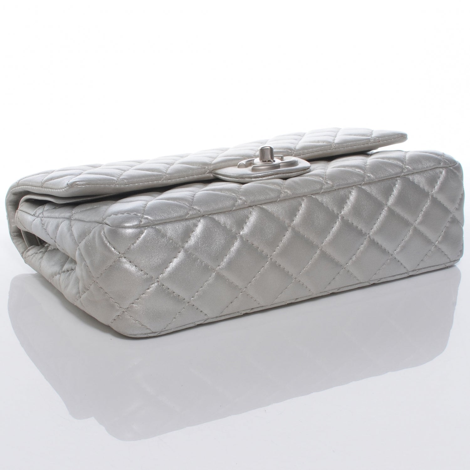 Chanel Lambskin Medium Double Flap Silver 4 of 8