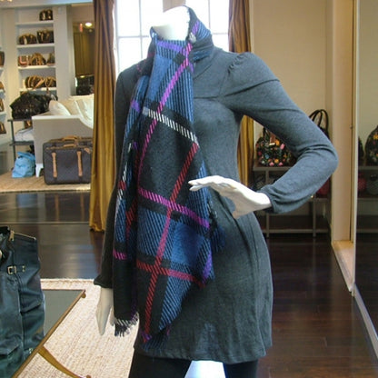 Gucci Wool Diamond Pattern Scarf Blue/Black 2 of 6