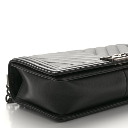 Chanel Calfskin Chevron Quilted New Medium Boy Flap Black 9 of 10