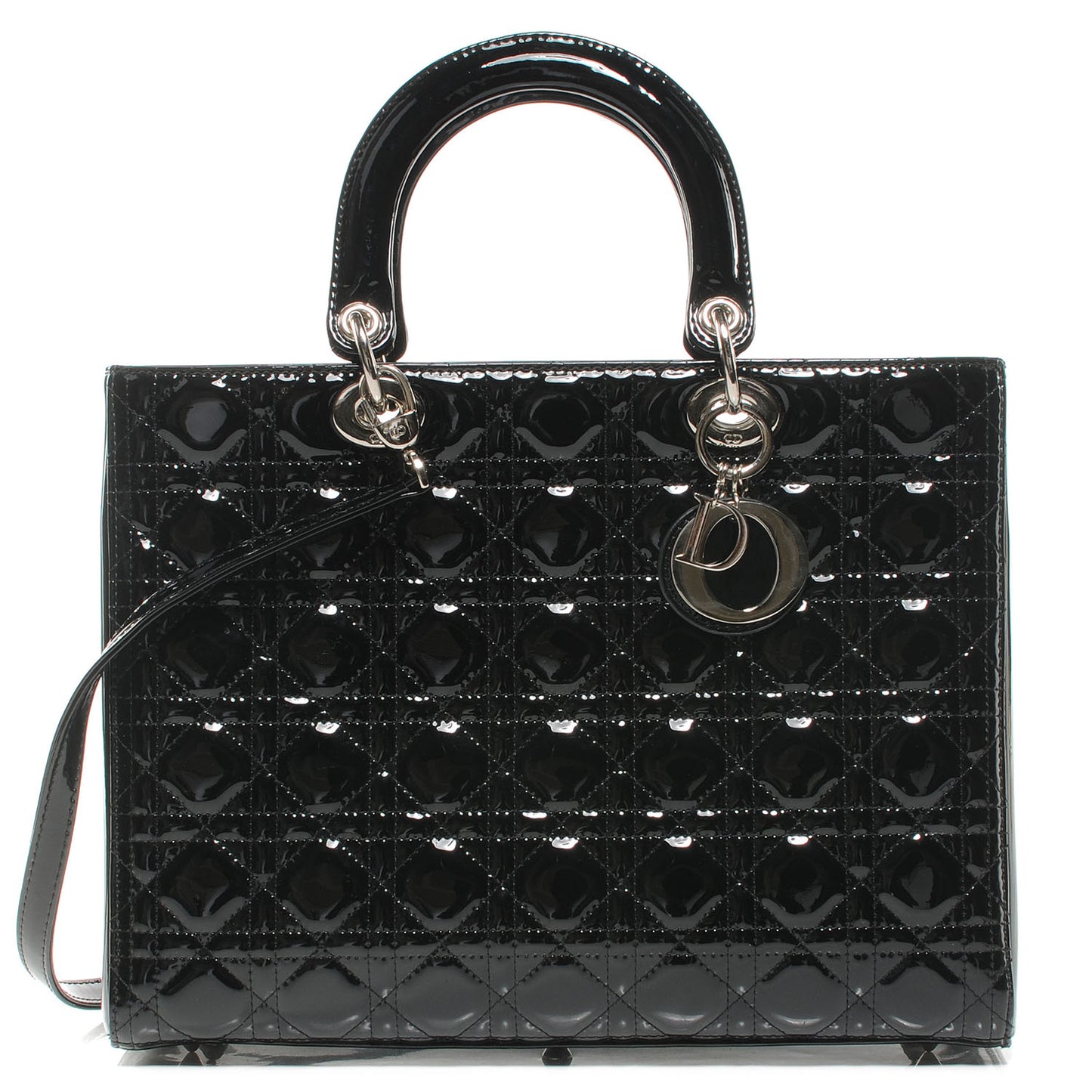 Patent Cannage Large Lady Dior Black