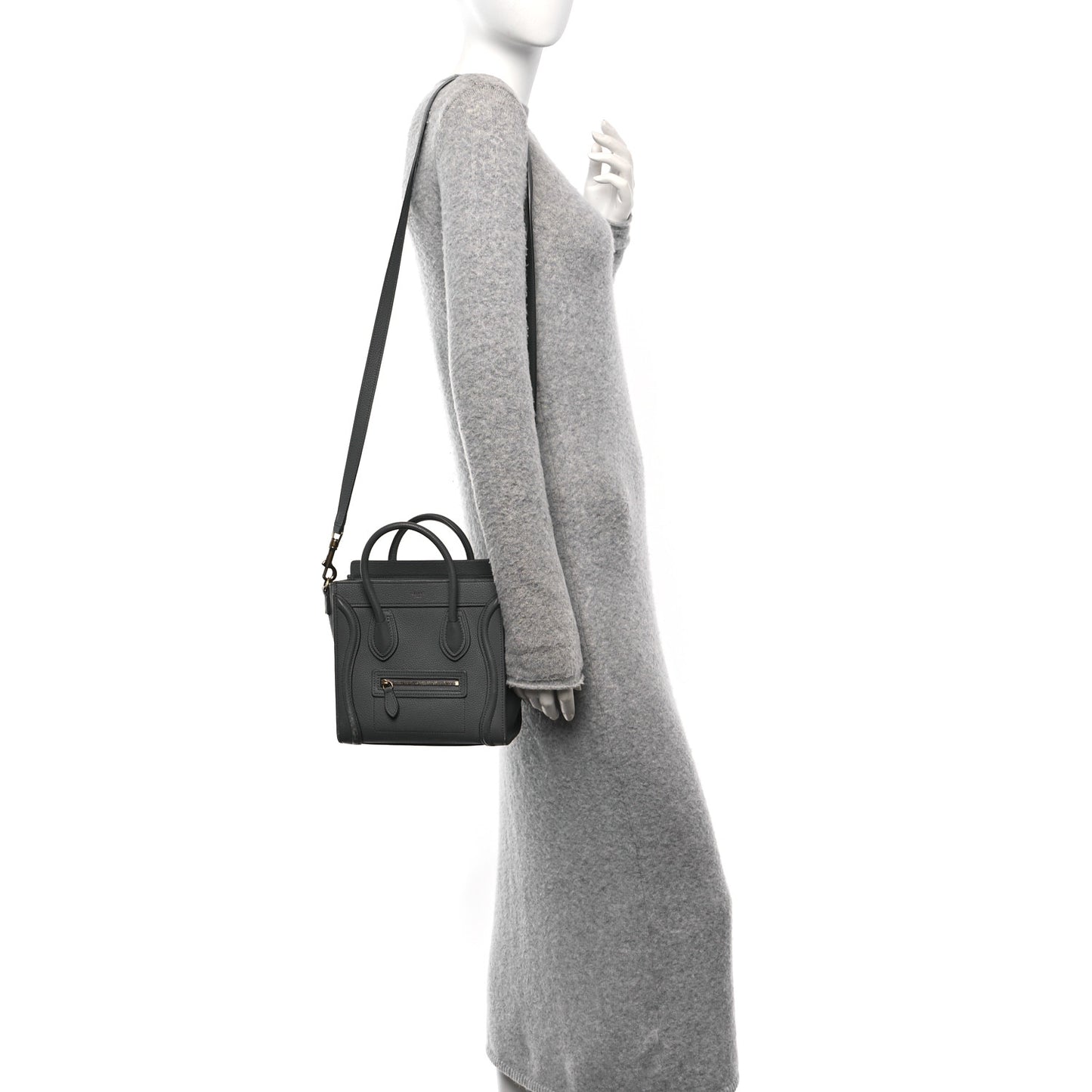 Baby Drummed Calfskin Nano Luggage Kohl