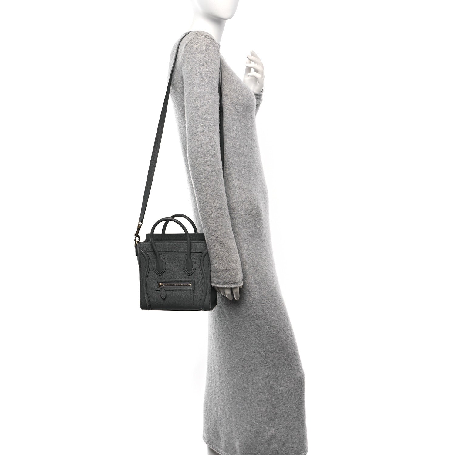 Celine Baby Drummed Calfskin Nano Luggage Kohl 2 of 11