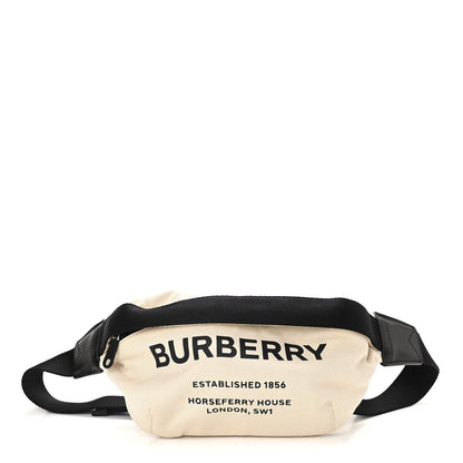 Burberry Canvas Horseferry Print Medium Sonny Bum Bag Natural Black 1 of 9