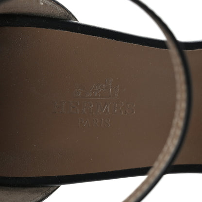 Hermes Calfskin Legend Wedge Sandals 38.5 Black 6 of 9