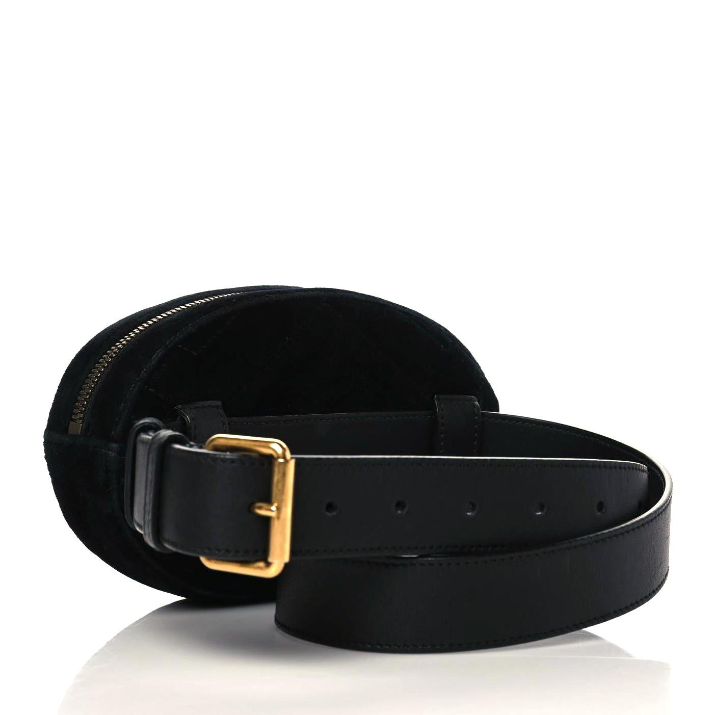 Gucci Velvet Matelasse Marquise Crystals GG Marmont Belt Bag 85 34 Black 3 of 11