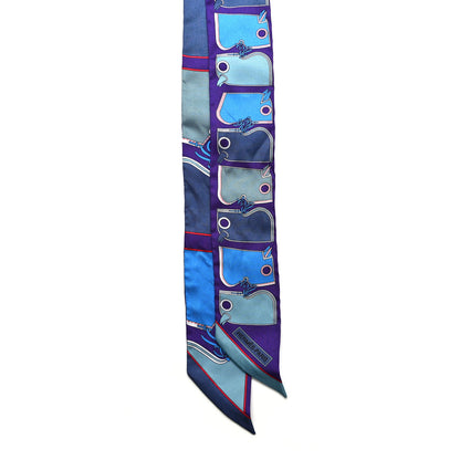 Hermes Silk Camails Twilly Scarf Violet Azure Celado 2 of 5