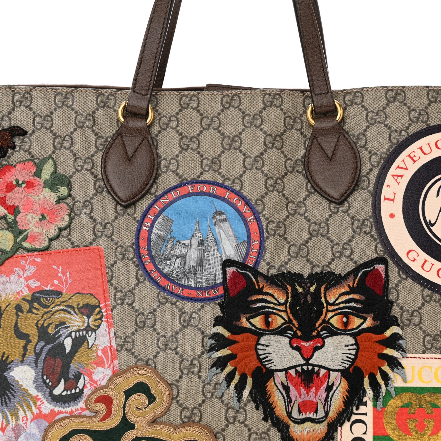 Gucci Soft GG Supreme Monogram Courrier Medium Crossbody Tote Beige New Acero 8 of 16