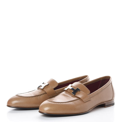 Hermes Goatskin Womens Paris Loafers 38 Taupe 3 of 8