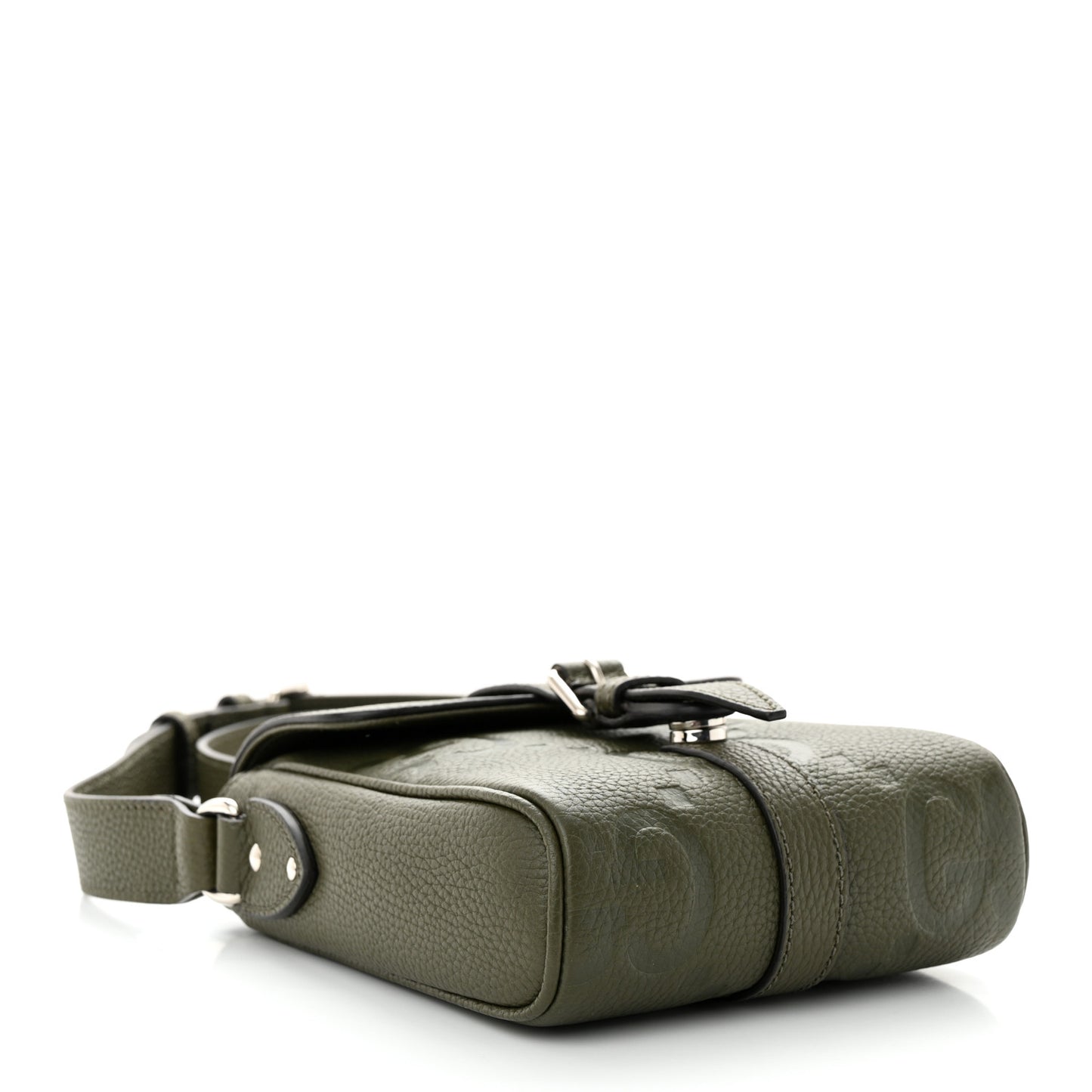 Piuma Calfskin Jumbo GG Embossed Small Messenger Bag Dark Green