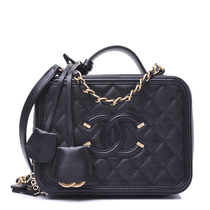 Chanel Caviar Quilted Medium CC Filigree Vanity Case Black 1 of 18