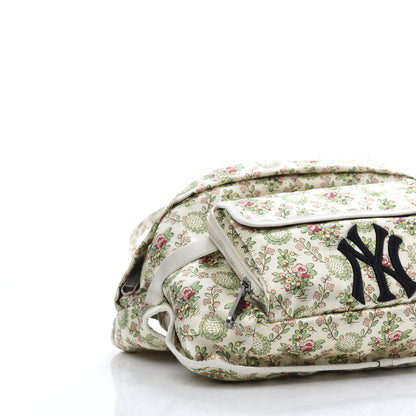 Gucci X MLB Satin Floral Print NY Yankees Patch Convertible Belt Bag Ivory Green 7 of 13