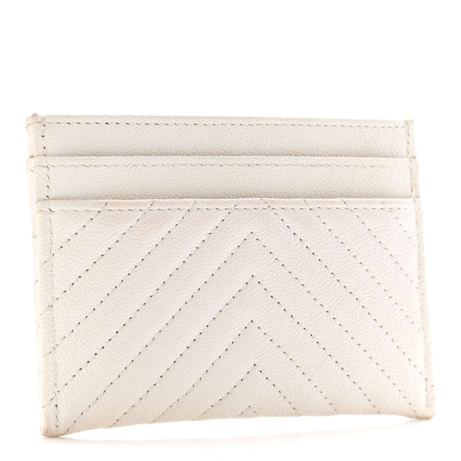 Chanel Caviar Chevron Quilted Boy Card Holder White 3 of 8