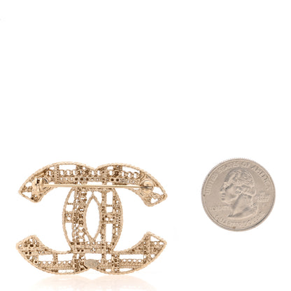 Chanel Chain CC Brooch Pin Light Gold 2 of 3