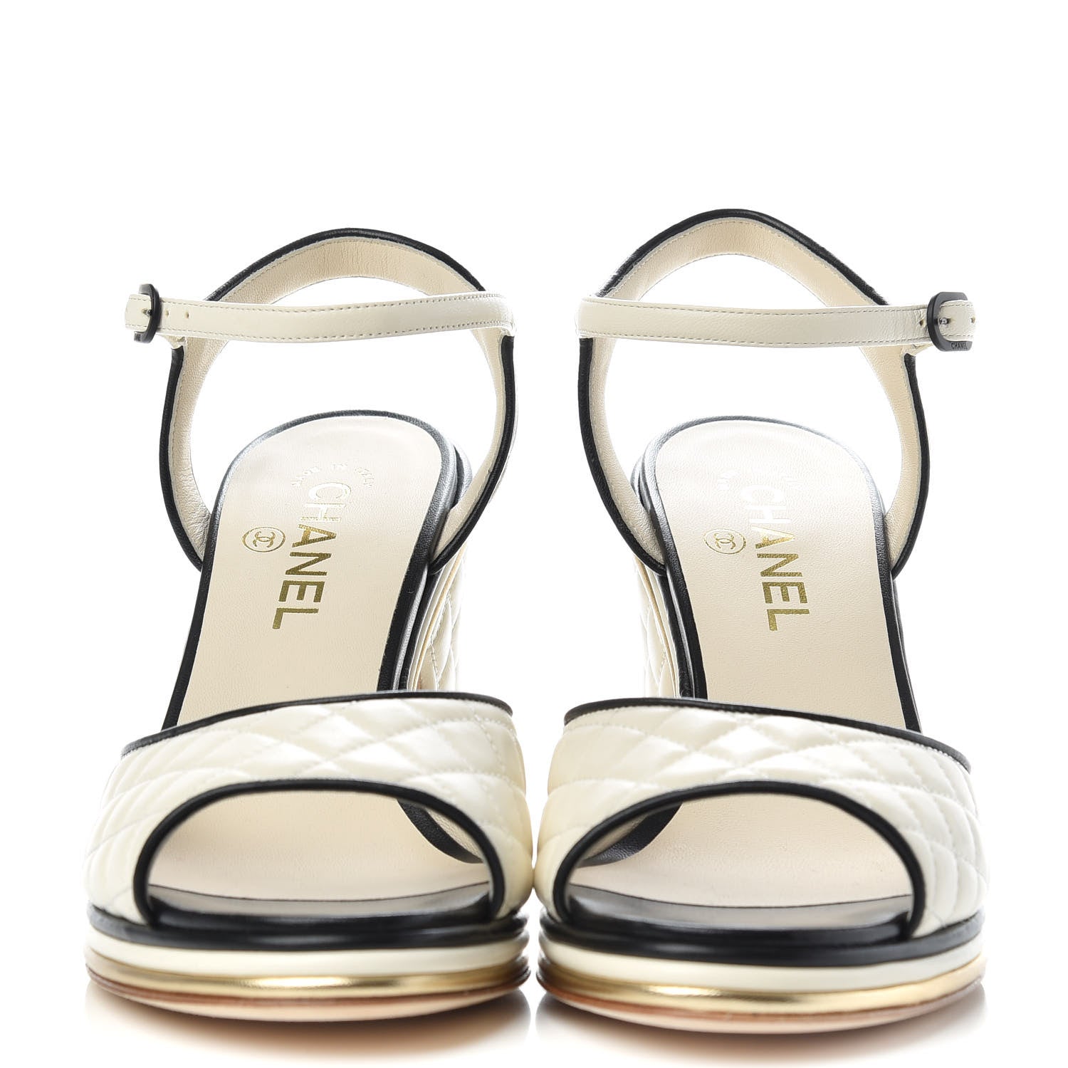 Chanel Lambskin Quilted CC Sandal 40 Ivory 2 of 11