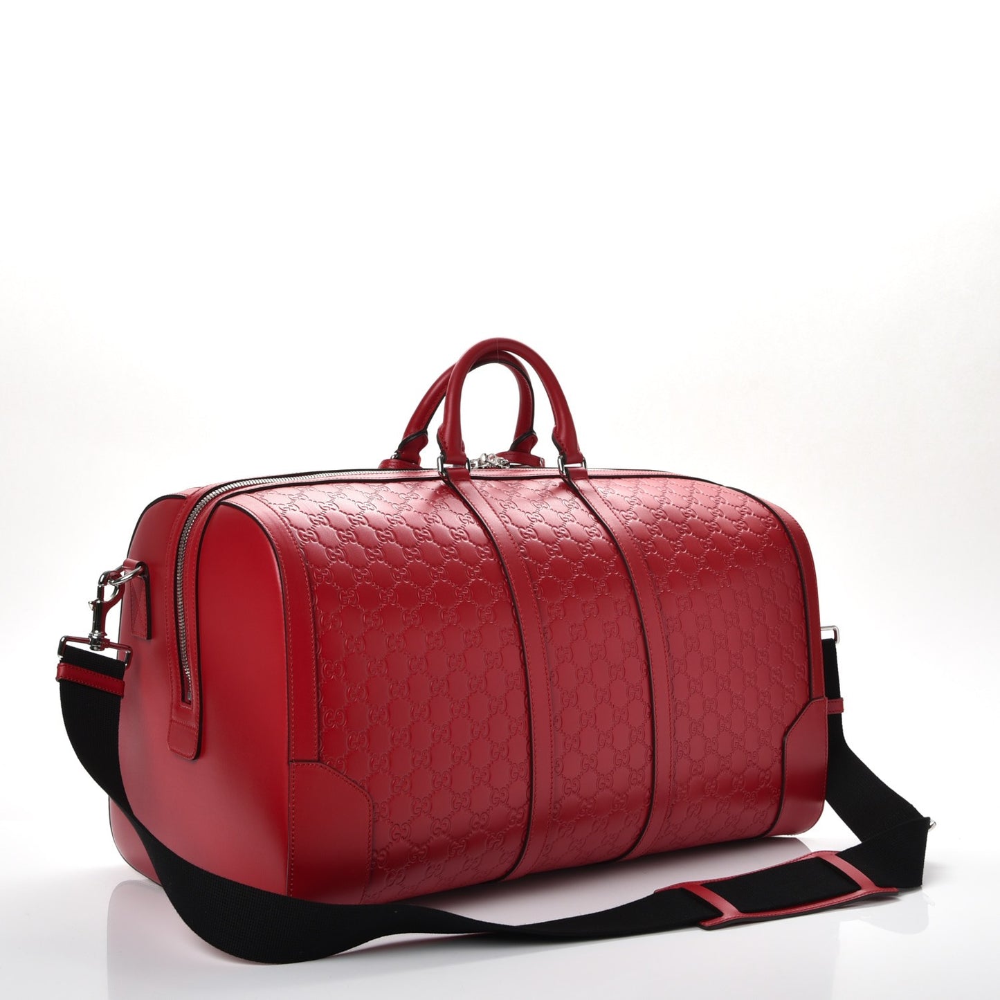 Guccissima Signature Large Duffle Hibiscus Red