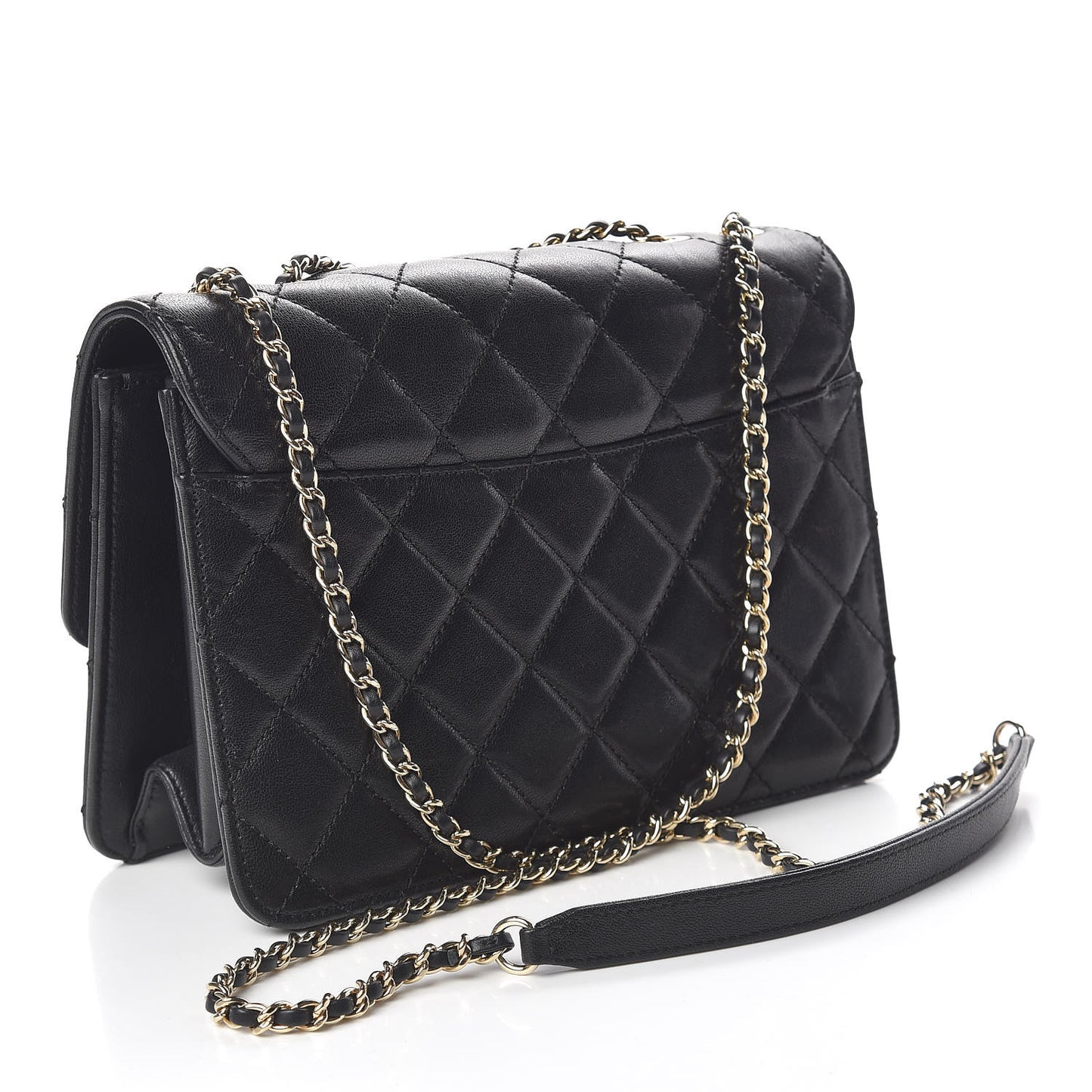 Sheepskin Quilted Beauty Lock Flap Black