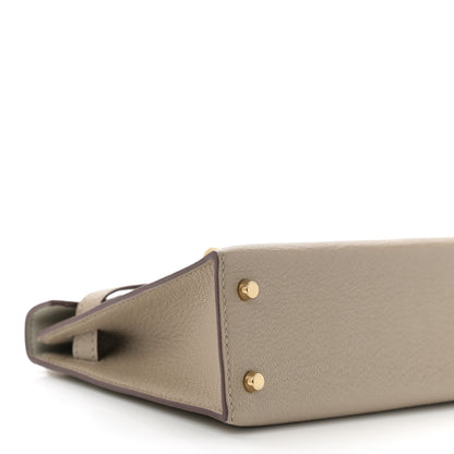 Hermes Chevre Mysore Horseshoe Mini Kelly Sellier 20 Gris Tourterelle Gris Perle 9 of 11
