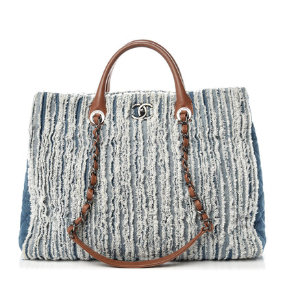 Chanel Denim Fringe Large Shopping Tote Blue 1 of 9