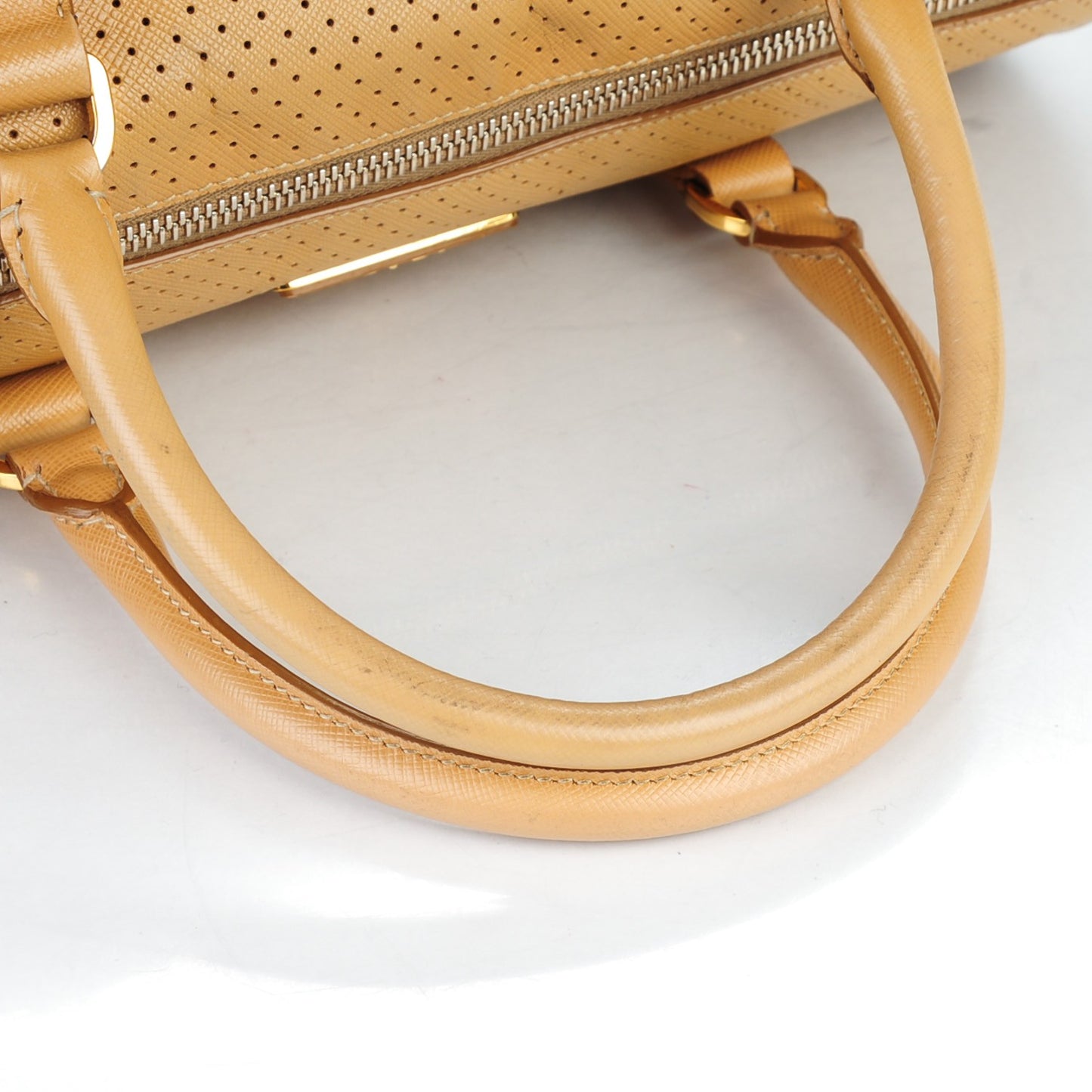 Saffiano Perforated Bauletto Cammello