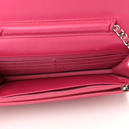 Chanel Patent Calfskin Quilted Wallet On Chain WOC Pink 5 of 15