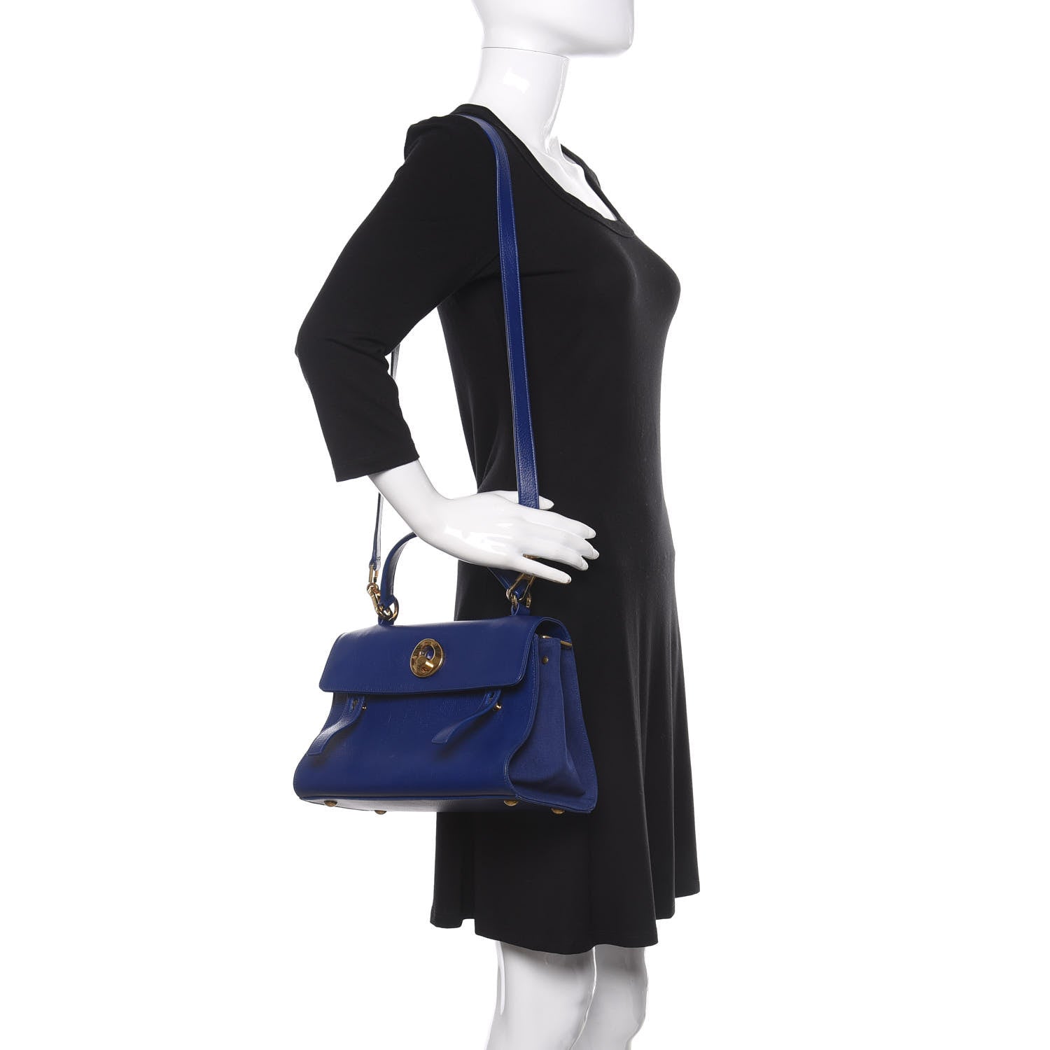 Saint Laurent Calfskin Canvas Small Muse Two Blue 2 of 13