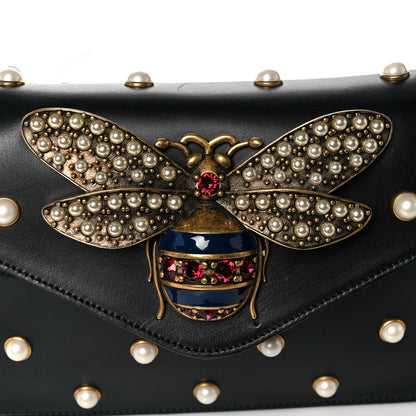 Gucci Nappa Pearl Studded Mini Queen Margaret Broadway Shoulder Bag Black 9 of 14