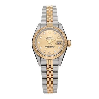 Rolex Stainless Steel 18K Yellow Gold Diamond 26mm Oyster Perpetual Datejust Watch Champagne 69173 1 of 5
