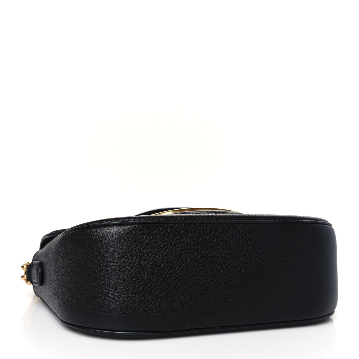 Pebbled Calfskin Vlogo Small Top Handle Shoulder Bag Black