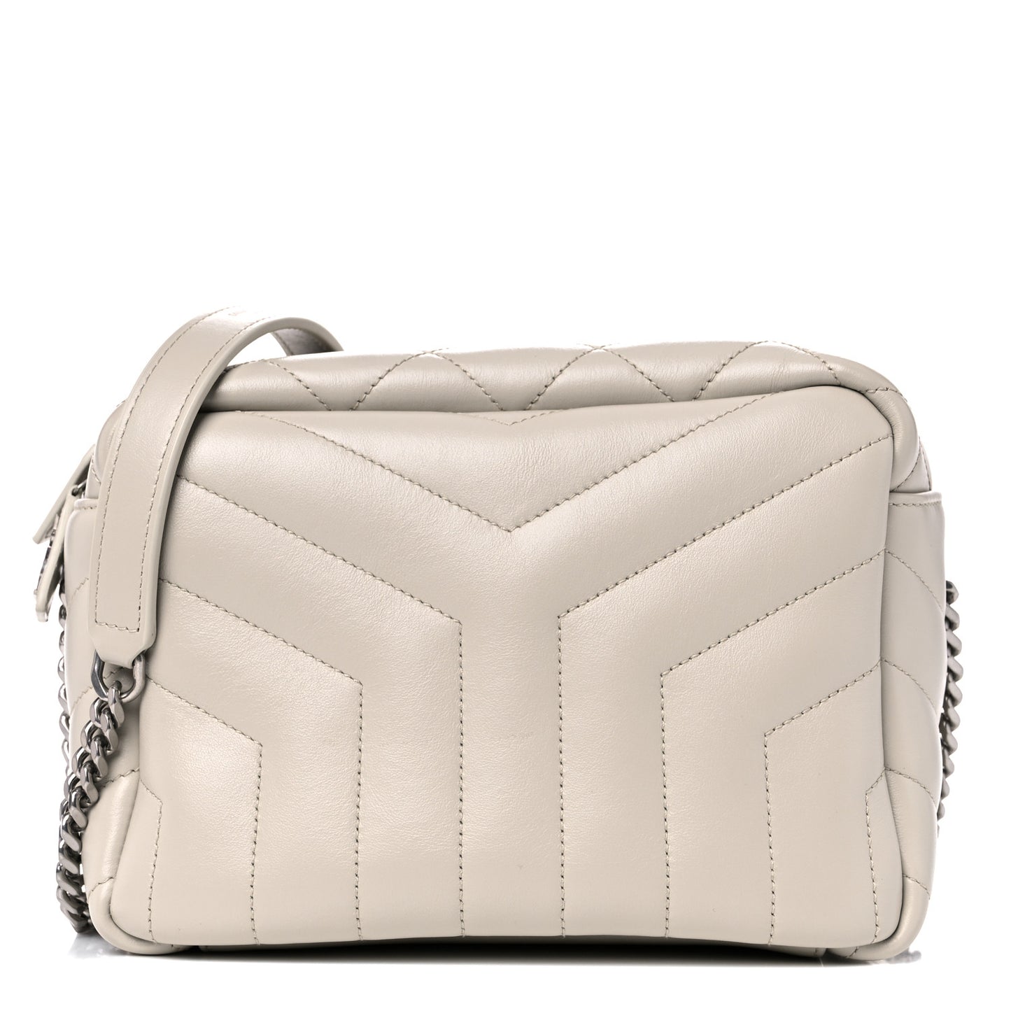Calfskin Y Quilted Monogram Small Loulou Bowling Bag Ivory