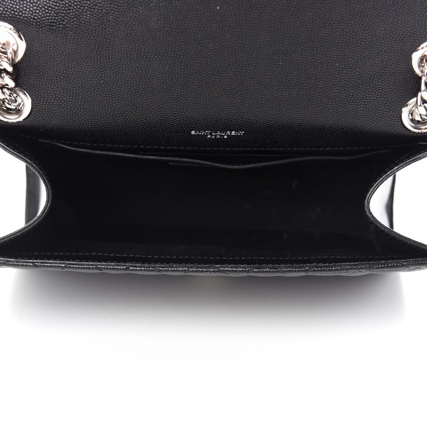 Saint Laurent Grain De Poudre Textured Mixed Matelasse Triquilt Medium Monogram Satchel Black 5 of 12