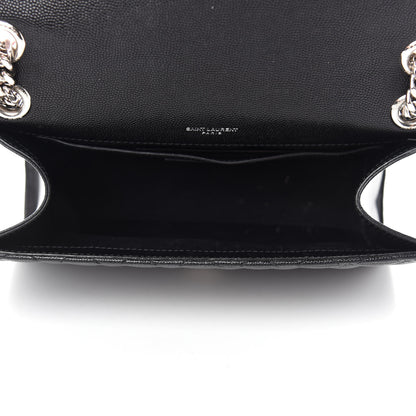Saint Laurent Grain De Poudre Textured Mixed Matelasse Triquilt Medium Monogram Satchel Black 5 of 12