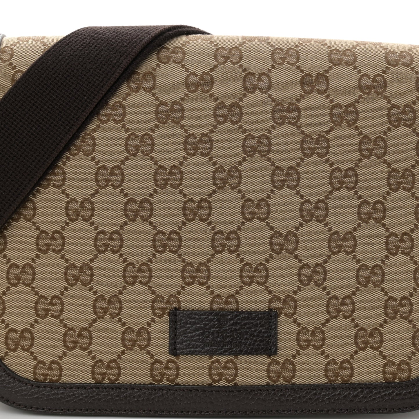 Monogram Flap Messenger Bag Beige Dark Brown