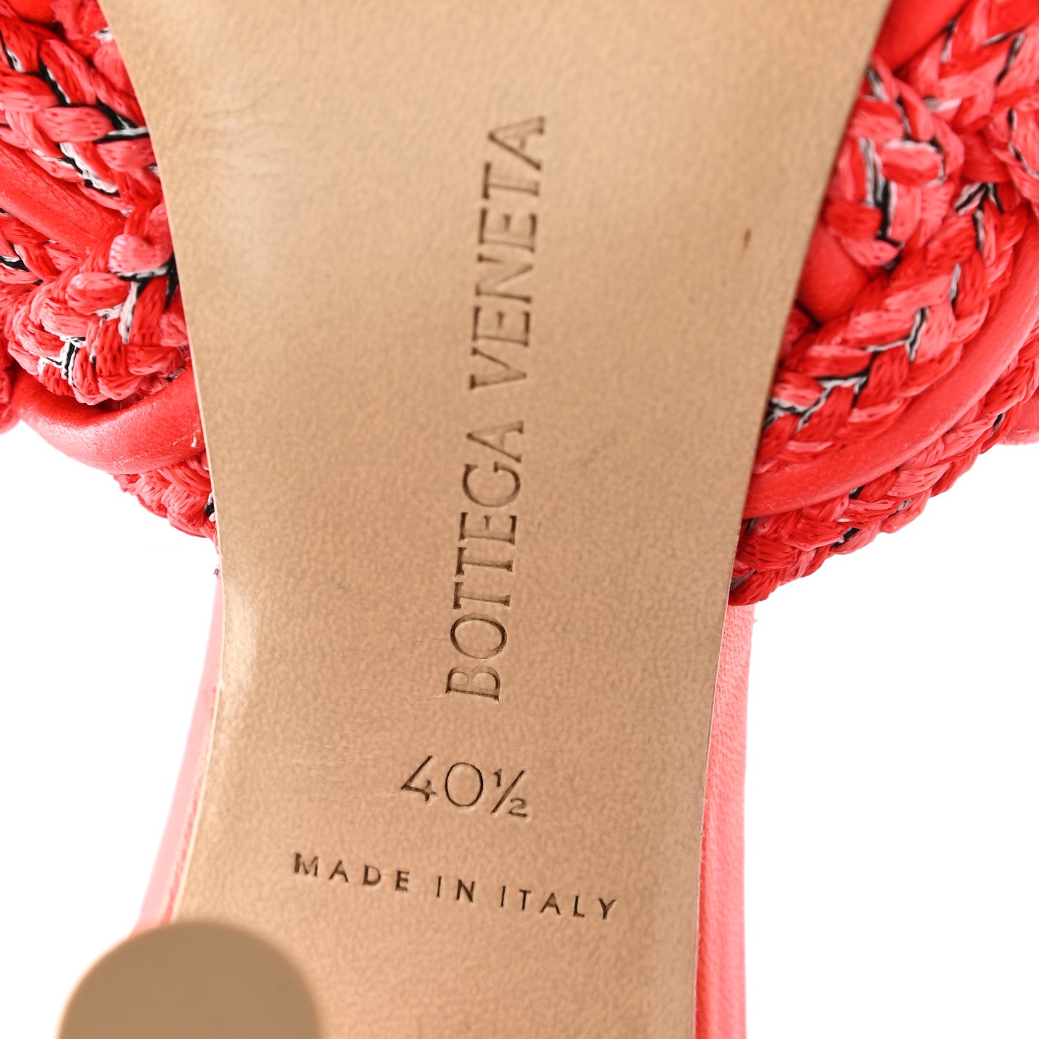 Bottega Veneta Lambskin Fabric Weave Intrecciato Dot Sandals 40.5 Bubble Gum Tomato 6 of 9