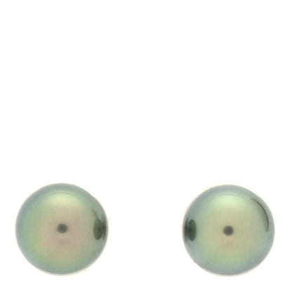 Mikimoto 18K White Gold Black South Sea Pearl 9mm Stud Earrings 1 of 5