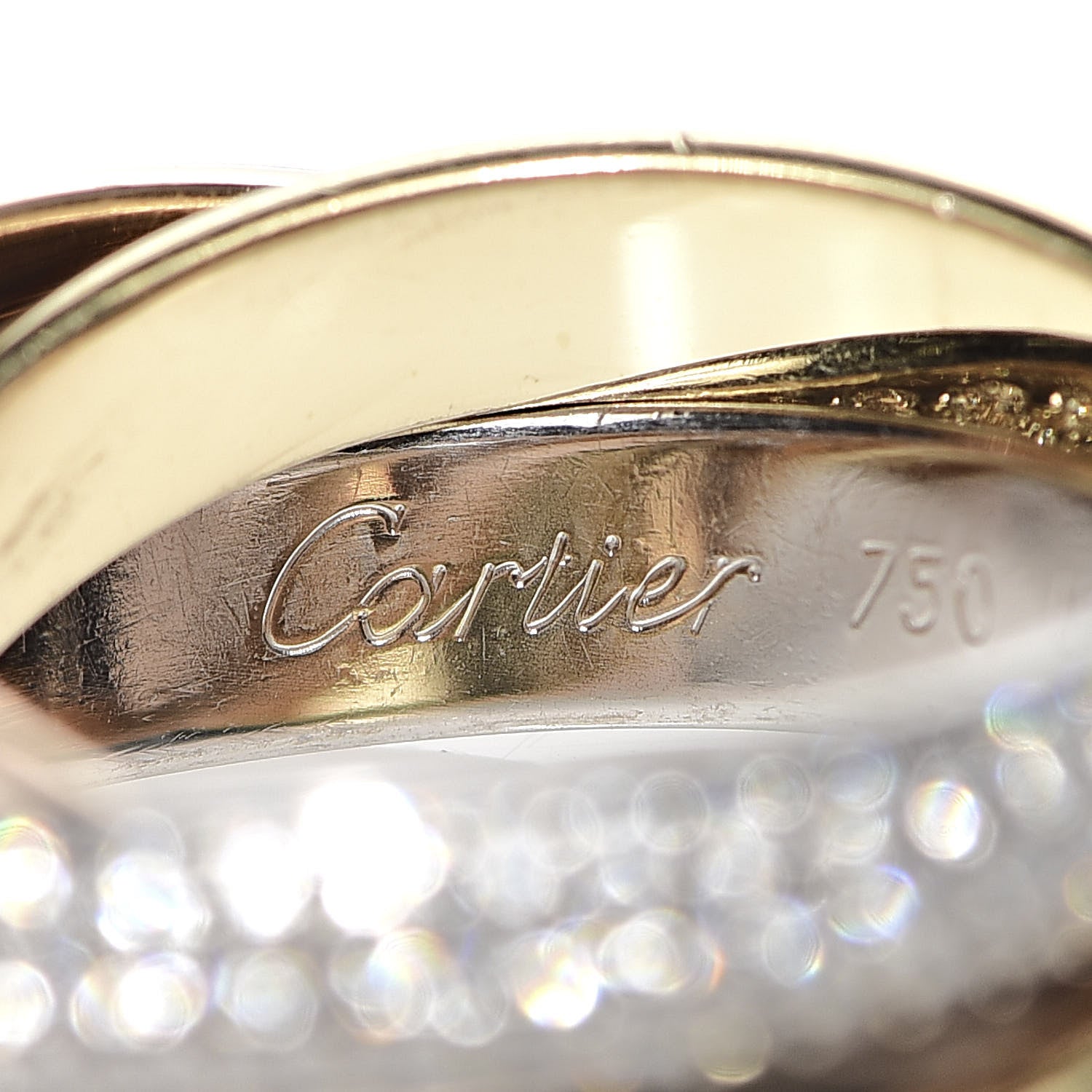 Cartier 18K White Yellow Pink Gold Diamond Classic Trinity Paved Ring 48 4.5 5 of 6