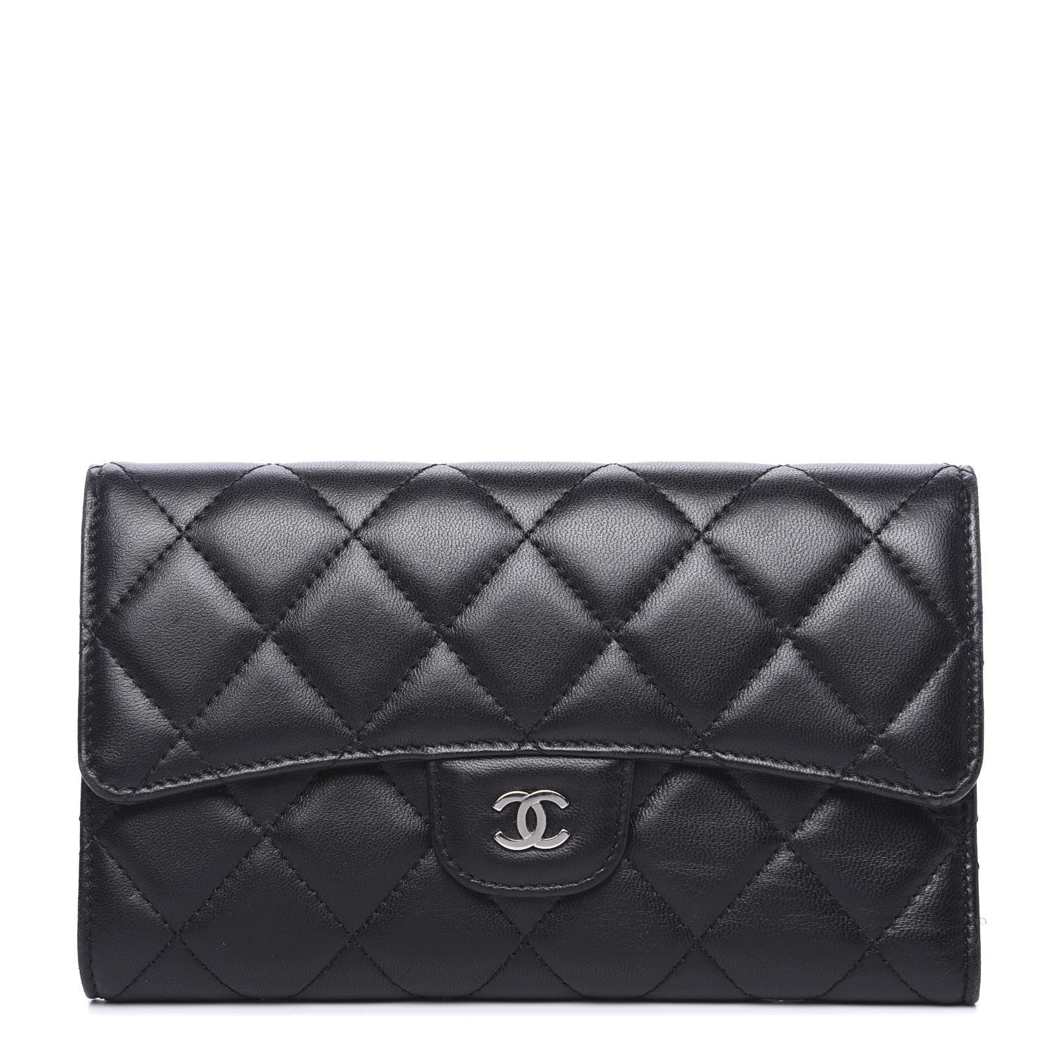 Chanel Lambskin Quilted Large Flap Wallet Black 1 of 11