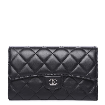 Chanel Lambskin Quilted Large Flap Wallet Black 1 of 11