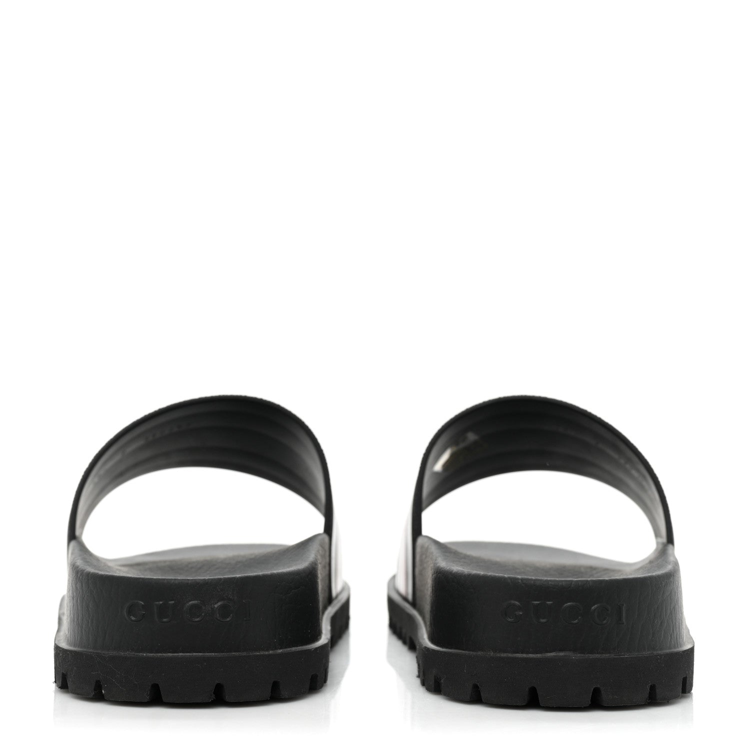 Gucci Rubber Web Mens Lug Sole Slide Sandals 6 Black Green Red 4 of 9