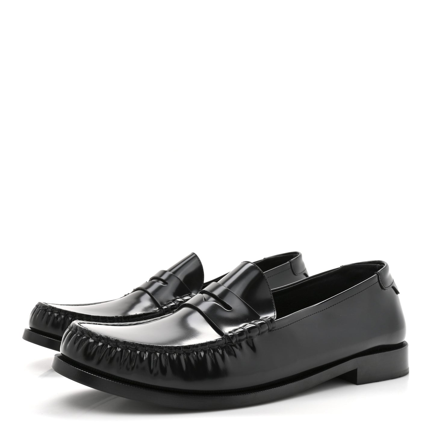 Calfskin Mens Penny Loafers 44.5 Black