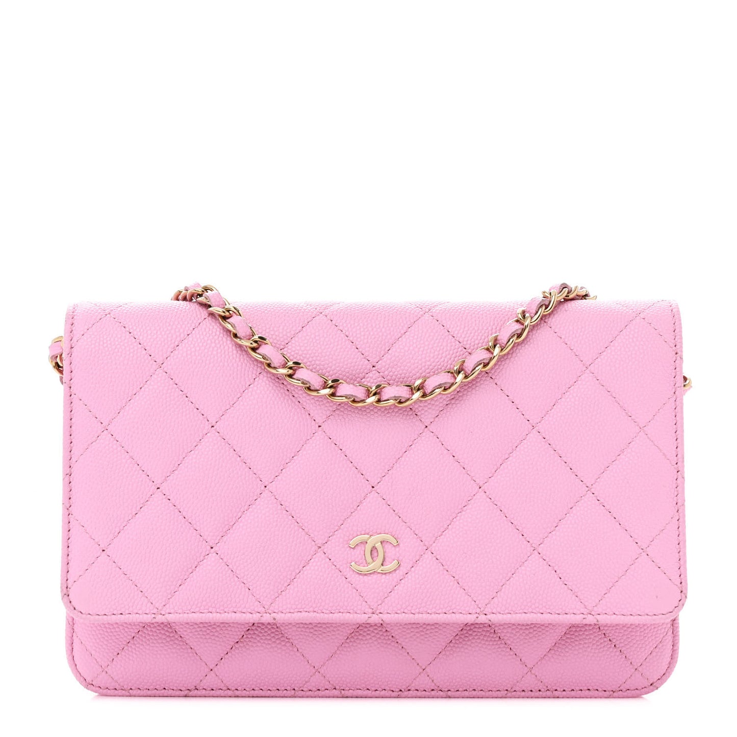Caviar Quilted Wallet On Chain WOC Pink