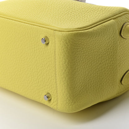 Hermes Taurillon Clemence Mini Lindy 20 Lime 6 of 10