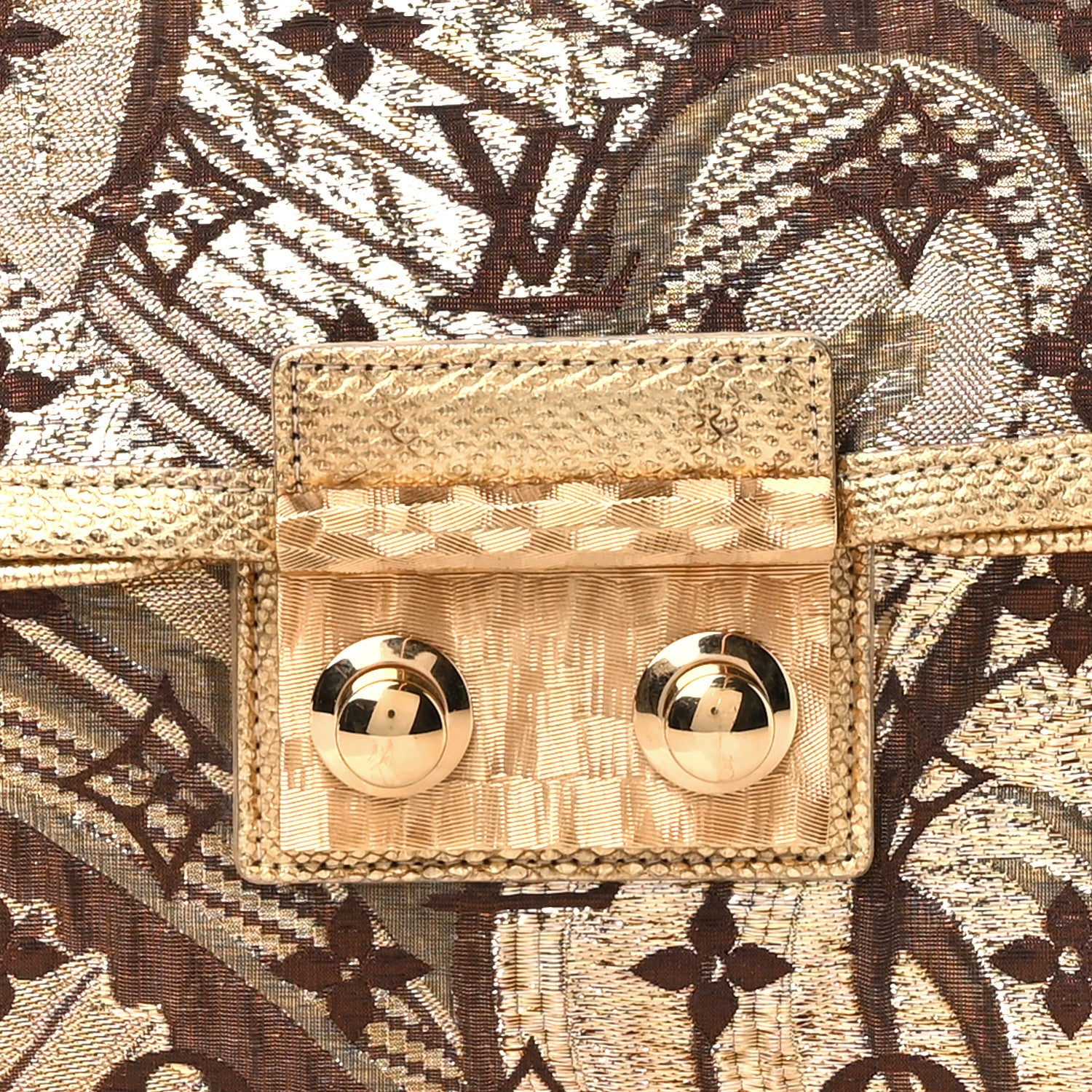 Louis Vuitton Monogram Brocade Thalie Clutch Gold 7 of 10