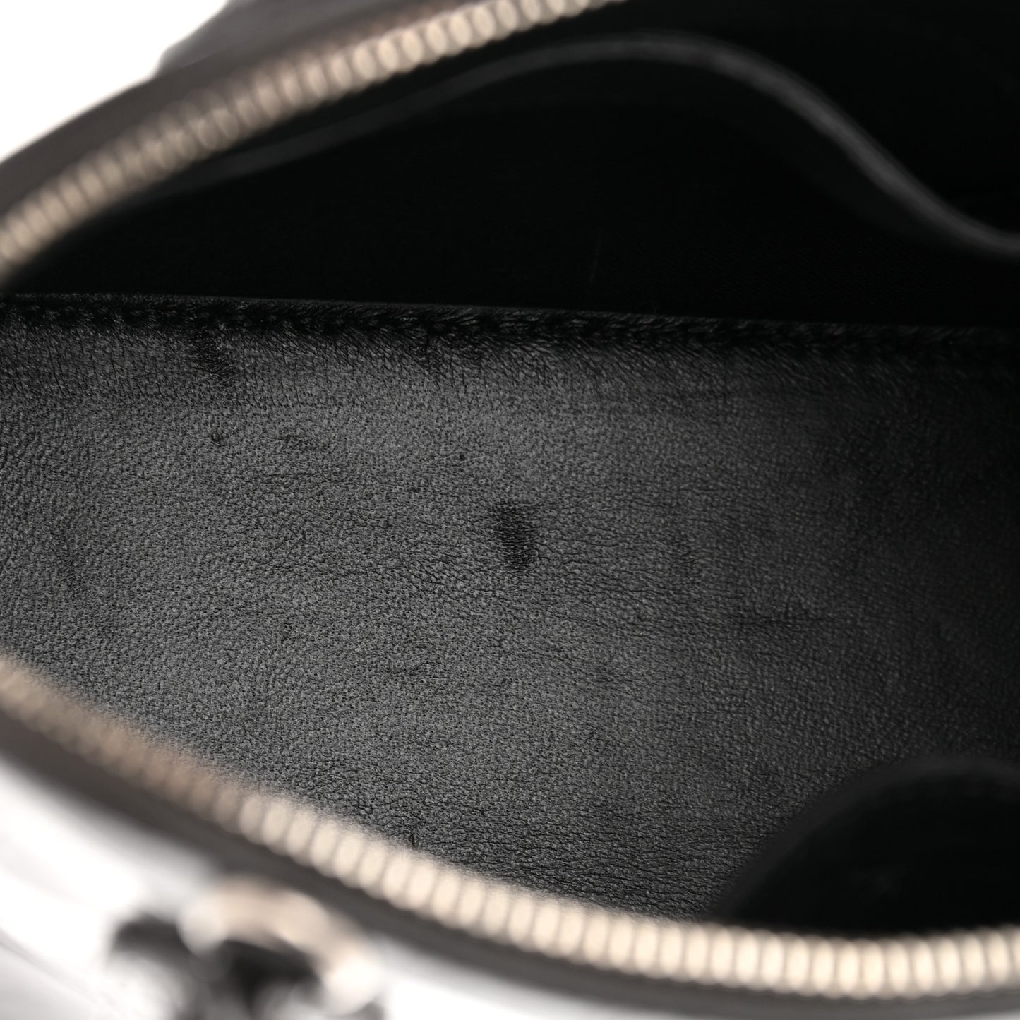 Shiny Calfskin Logo Crocodile Embossed XXS Ville Top Handle Bag Gray