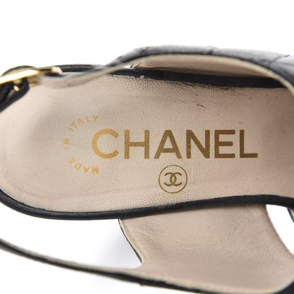 Chanel Lambskin Quilted Wooden Sandals 36.5 Black 7 of 13